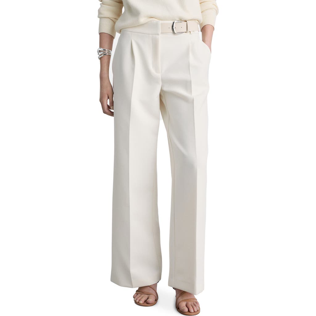 Shop Mango Cinto Belted Straight Leg Pants In Ecru