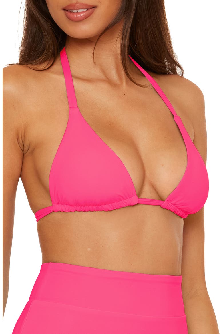Reversible Triangle Bikini Top, Alternate, color, PUNCH/ CORA