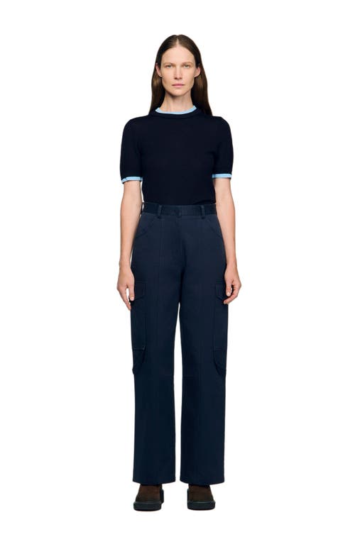 Sandro Haytham High Rise Cargo Pants In Blue