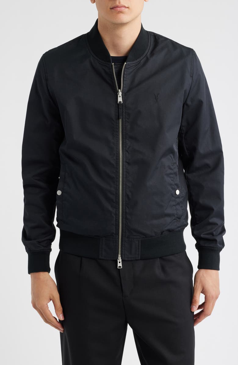 AllSaints Bassett Reversible Bomber Jacket, Alternate, color, Black/ Turbo Blue