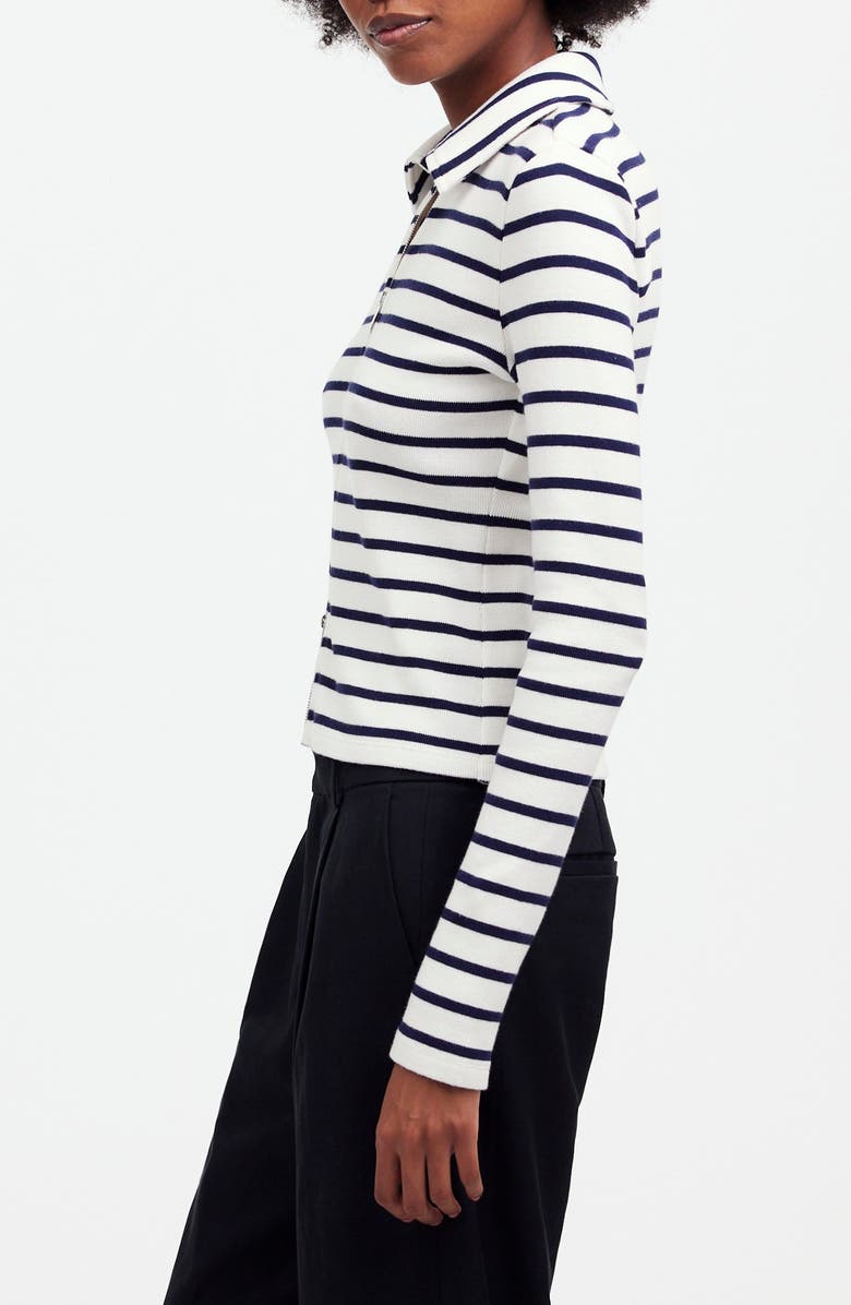 Madewell Stripe Rib Zip Front Top, Alternate, color,