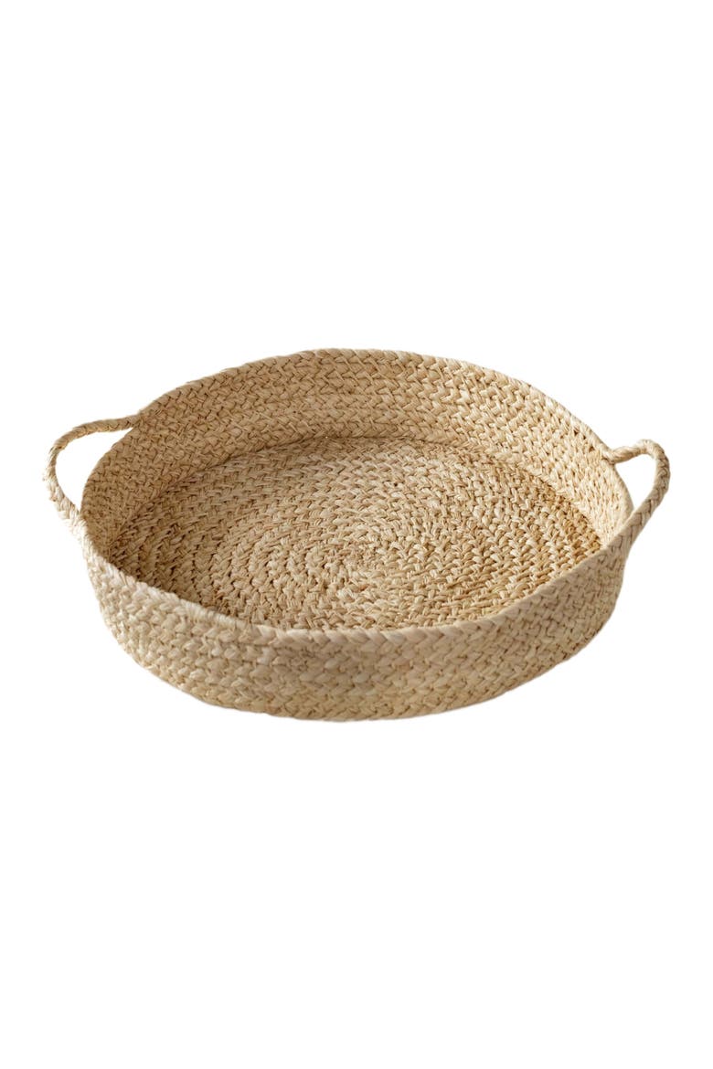 Braided Raffia Tray, Main, color, Natural