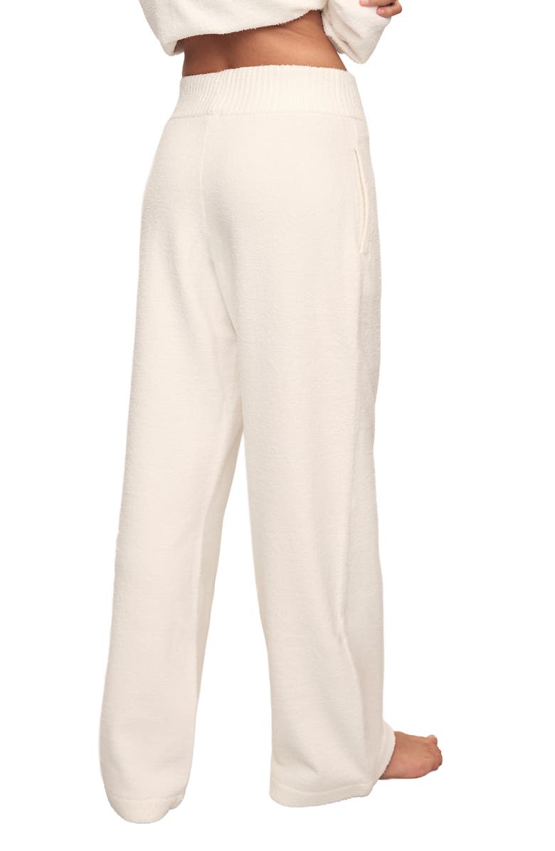 Eberjey Wide Leg Bouclè Pants, Alternate, color, Ivory