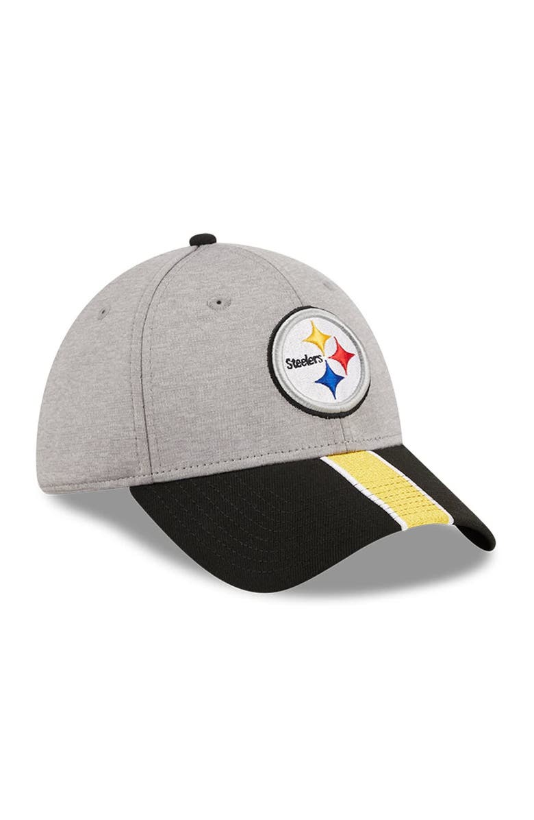 New Era Men's New Era Heather Gray/Black Pittsburgh Steelers Striped 39THIRTY Flex Hat, Alternate, color,
