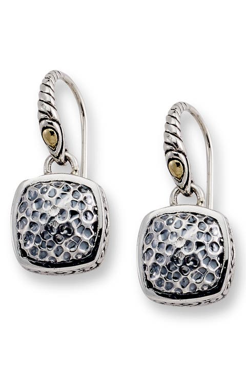 18k Gold & Sterling Silver Two-Tone Drop Earring