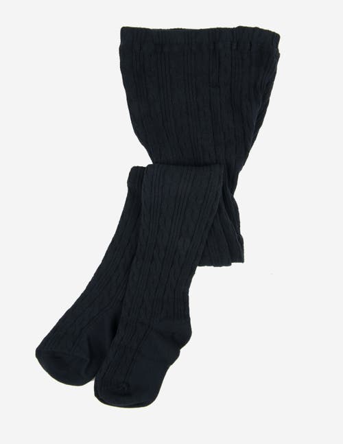 Leveret Girls Cable Knit Tights, Cotton Blend In Blue