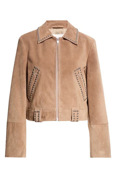 Hugo Stud Detail Faux Suede Jacket