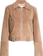STAUD Hugo Stud Detail Faux Suede Jacket
