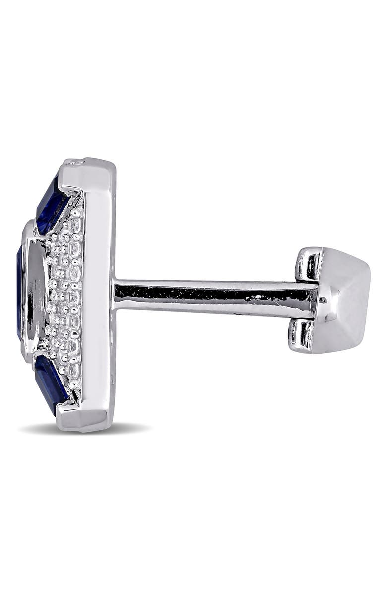 DELMAR Men's Lab Created Blue & White Sapphire Cuff Links, Alternate, color, 