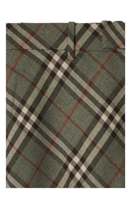 Burberry Straight Leg Check Wool Trousers In Crater