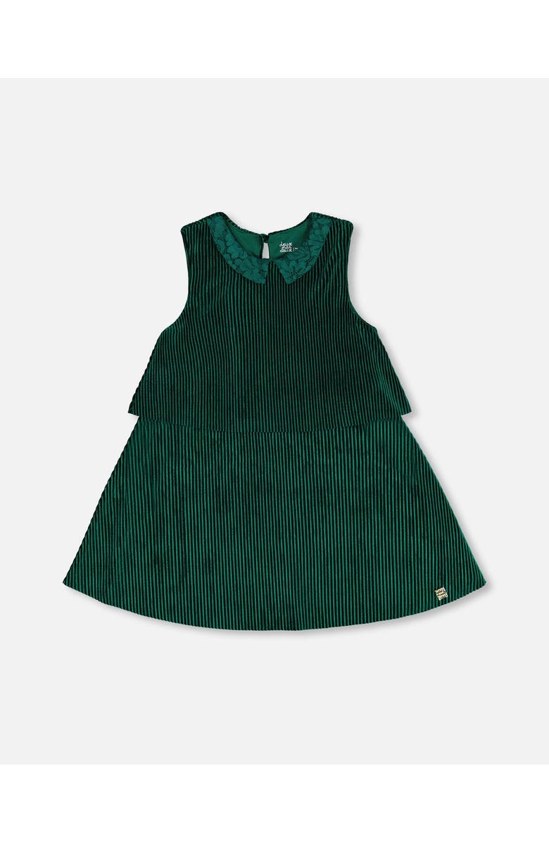 Deux par Deux Girl's Sleeveless Dress With Eyelet Collar Forest Green, Main, color,