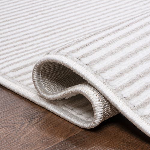 Jonathan Y Cole Modern Minimalist Pinstripe High-low Area Rug In White/silver
