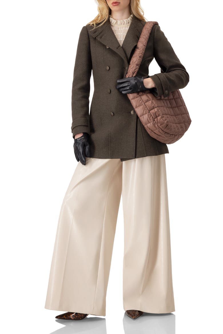 Wide Leg Faux Leather Pants with Pockets, Alternate, color, Ivory
