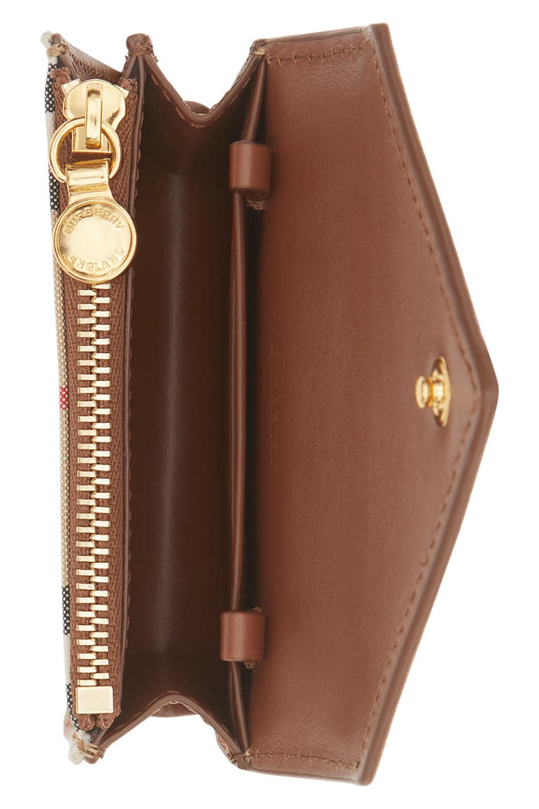 Jade Vintage Check Card Case on a Chain, Alternate, color, TAN