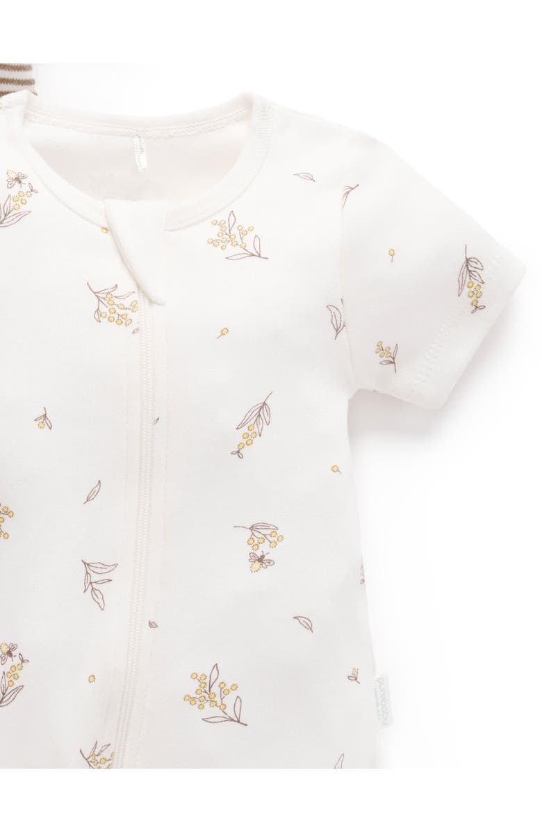 Purebaby 2 Pack Short Zip Romper, Alternate, color, Vanilla Wattle Bee Pack