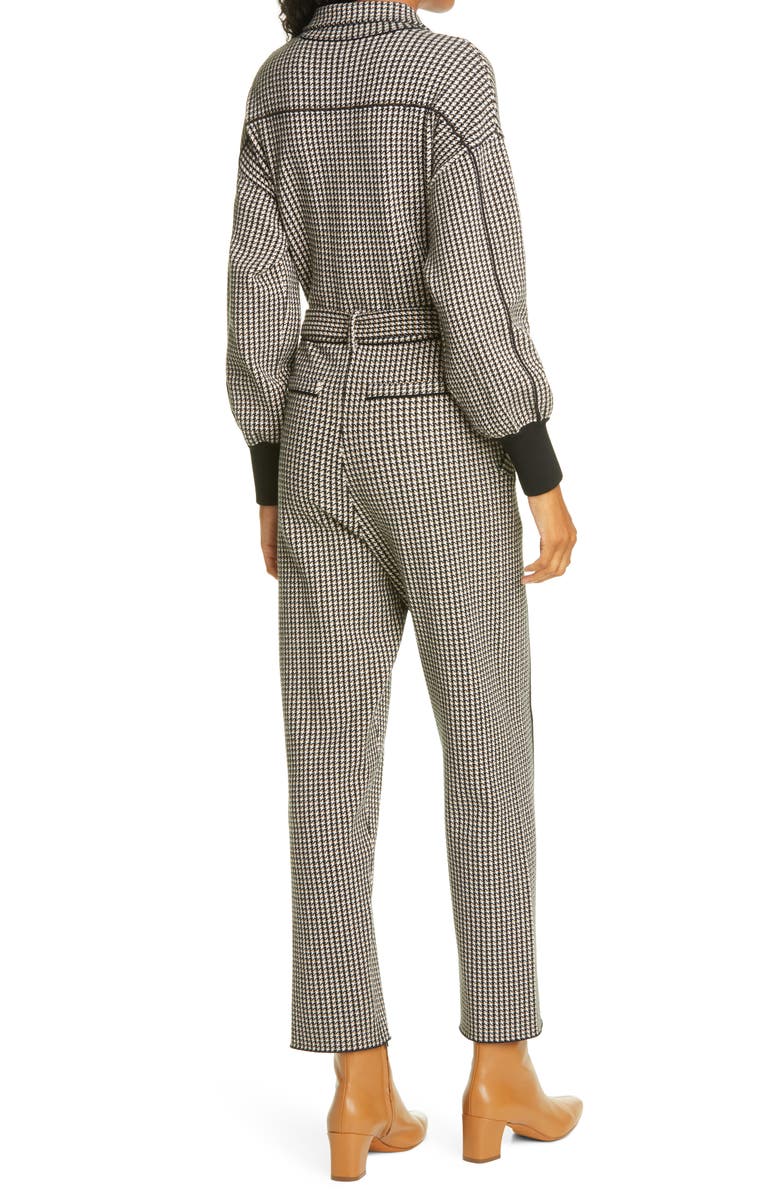 Simkhai Jonathan Simkhai Annabelle Houndstooth Check Long Sleeve Knit Jumpsuit, Alternate, color, 