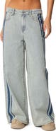 EDIKTED Side Stripe Wide Leg Jeans