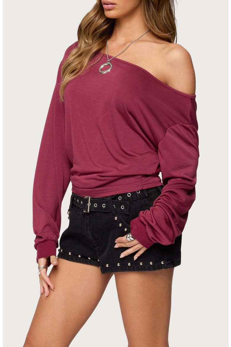 Nannie Oversize Off the Shoulder Top, Alternate, color, BURGUNDY