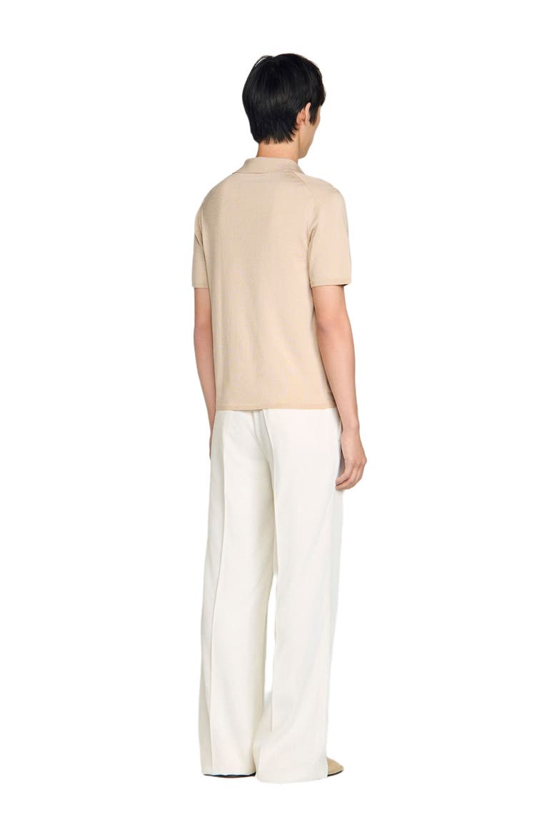 Short-sleeved V-neck polo shirt, Alternate, color, Beige