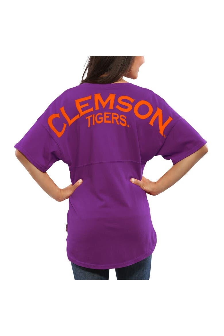 Women's Purple Clemson Tigers Spirit Jersey Oversized T-Shirt, Main, color, Purple
