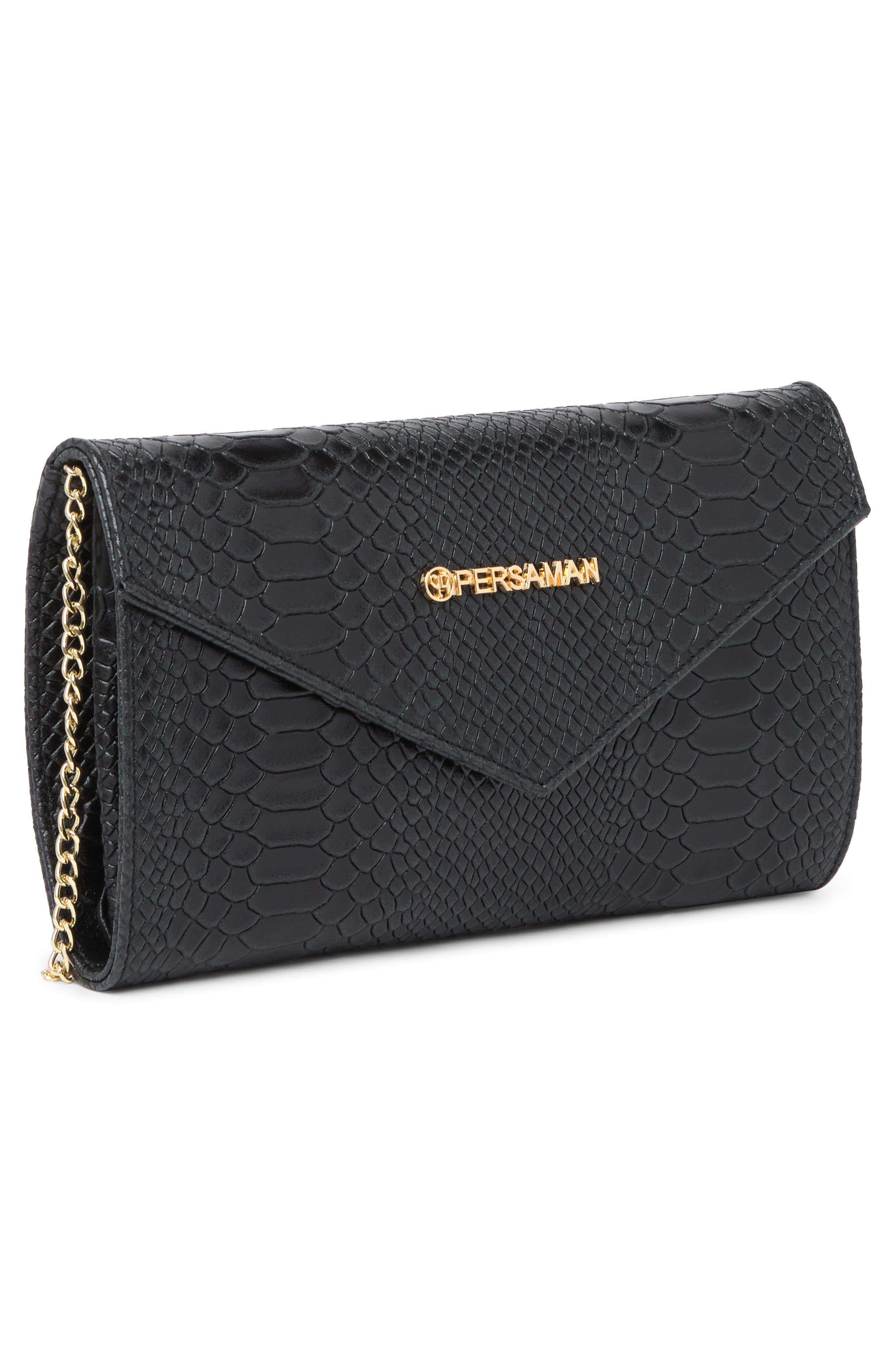 Persaman New York Lea 62 Snakeskin Leaather Clutch, Alternate, color, 