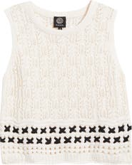 Bobeau Sleeveless Open Stitch Sweater Tank