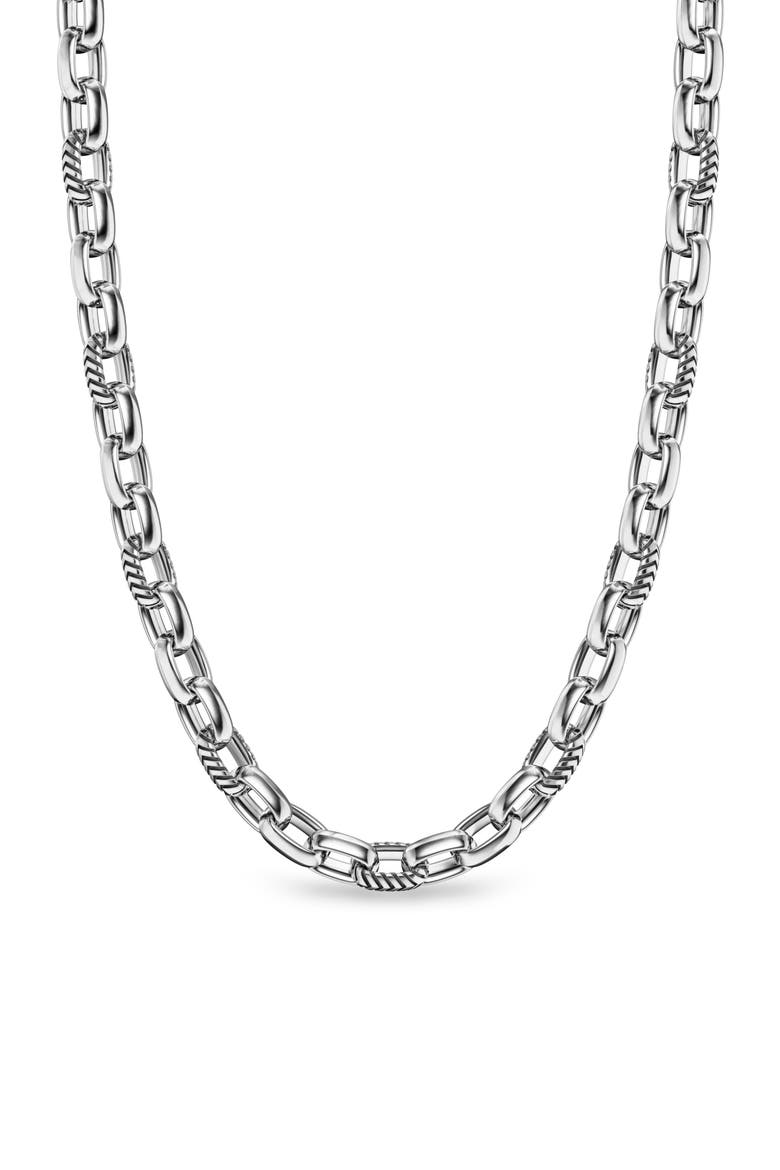 Men's Oval Chevron Link Necklace, Alternate, color, SILVER