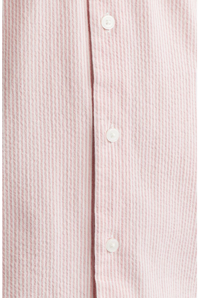 Coast Stripe Short Sleeve Cotton & Lyocell Seersucker Button-Up Shirt, Alternate, color, VENETIAN PINK
