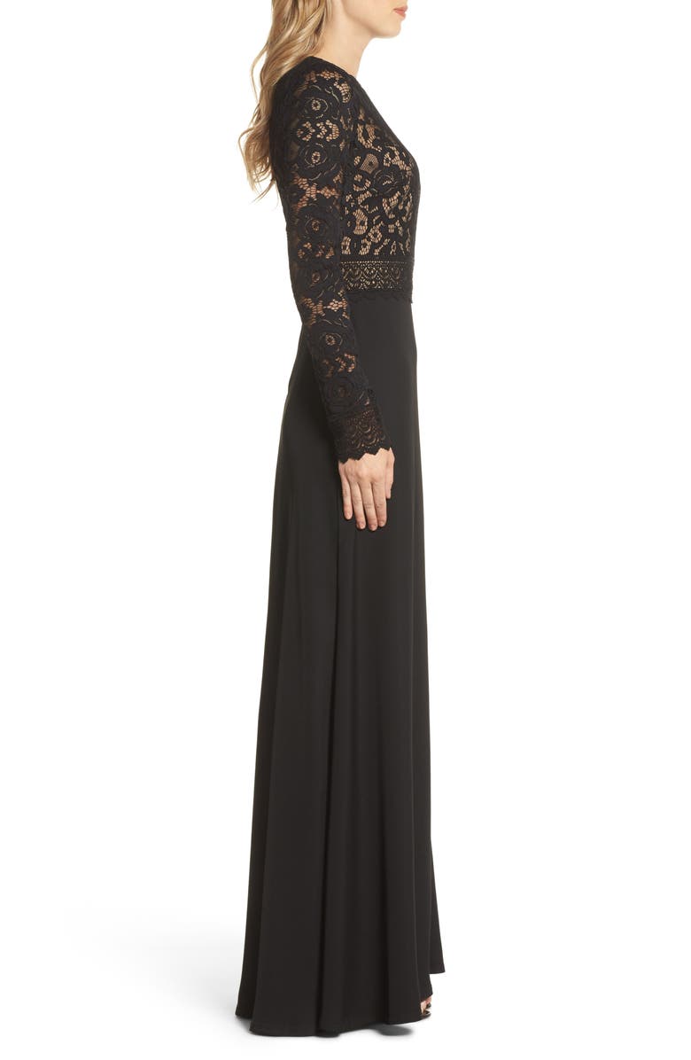 Tadashi Shoji Lace & Crepe Gown, Alternate, color, 