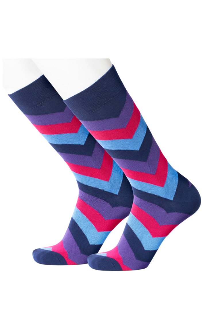 Chevron Men's Socks, Main, color, Chevron Blue / Stripes