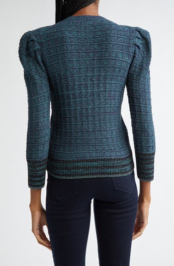 Jenni Puff Shoulder Waffle Stitch Cardigan