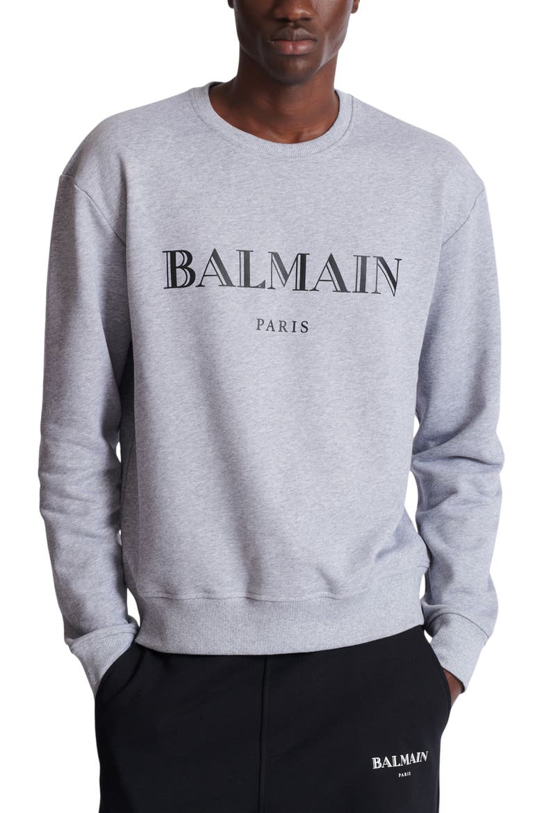 Printed Balmain Sweatshirt, Alternate, color, grey