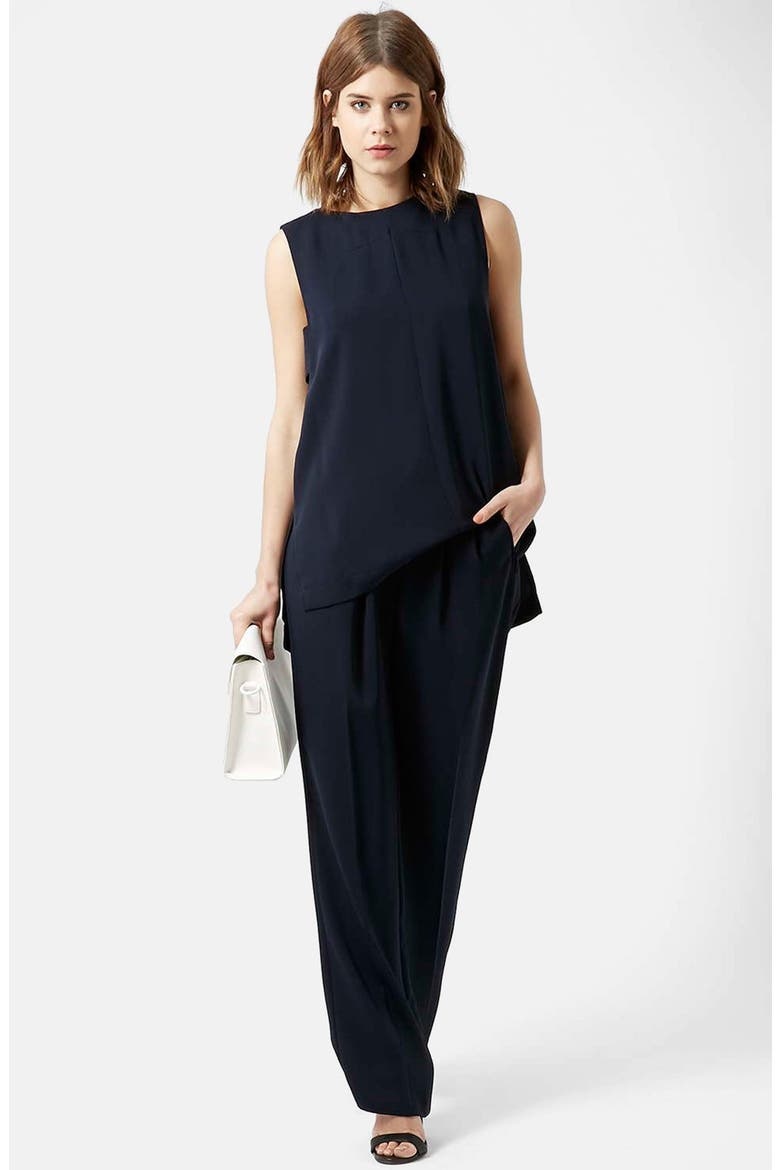 Slouchy Straight Leg Trousers, Alternate, color, NAVY BLUE