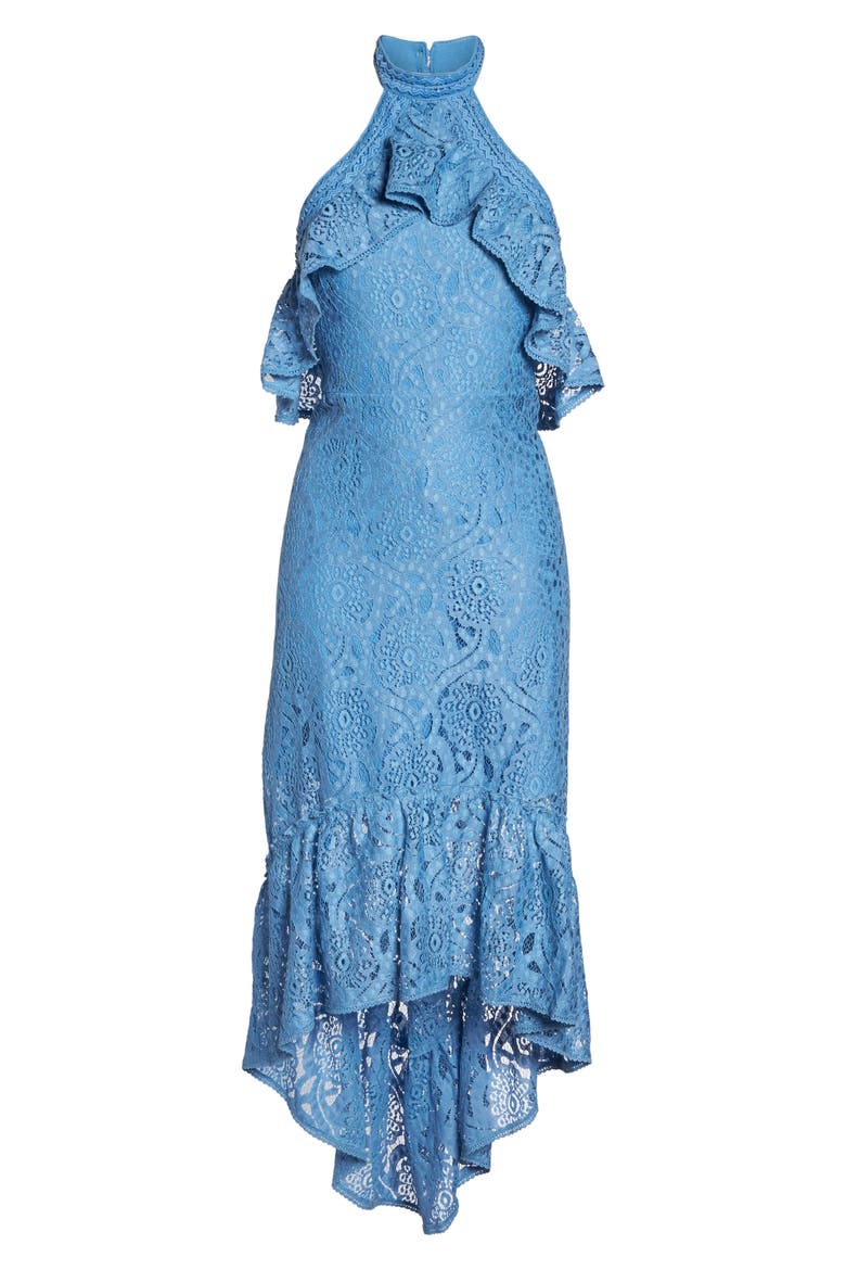 Ruffle Lace Midi Dress, Alternate, color, BLUE LAKE