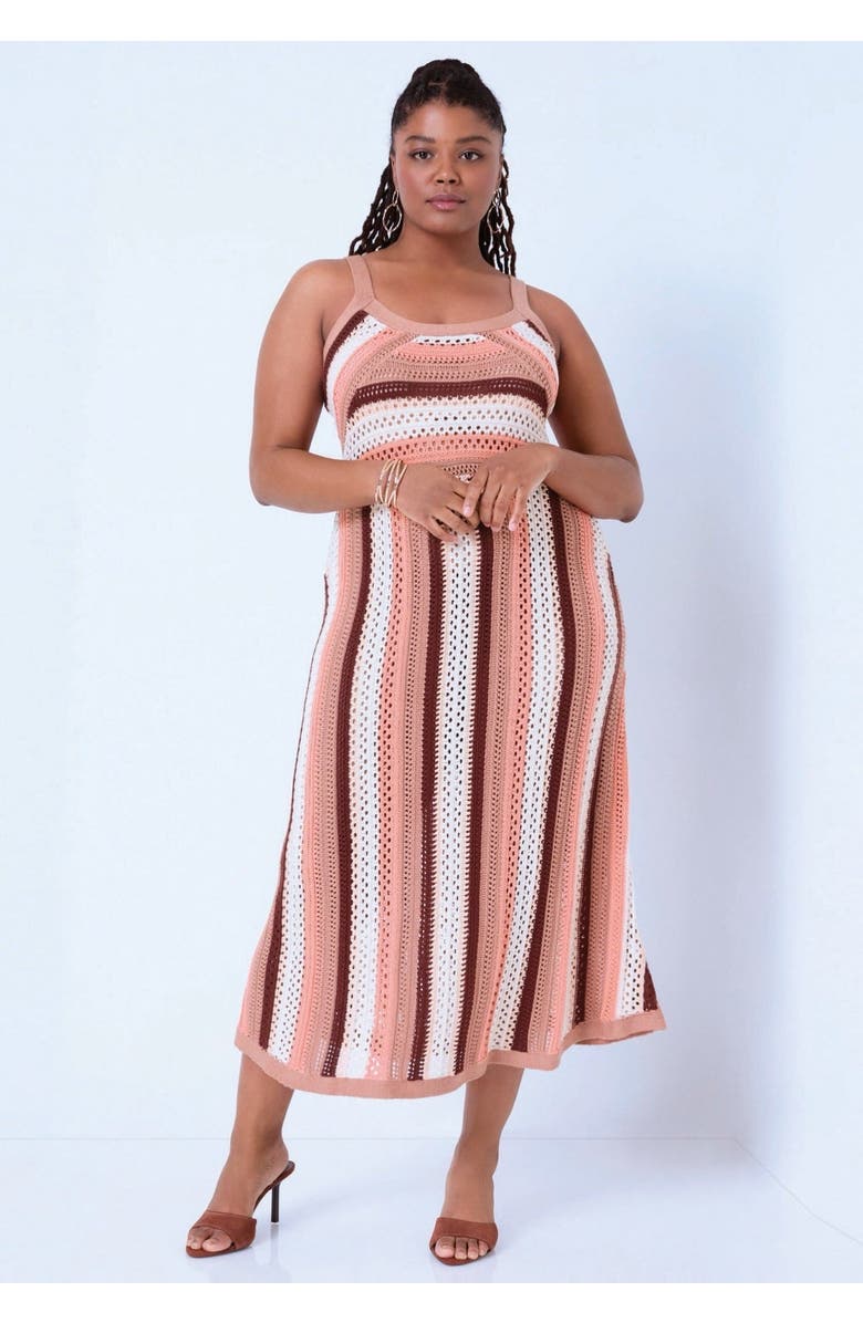 June + Vie Stripe Sweater Midi Dress, Alternate, color, 