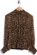 Veronica Beard Alyssa Leopard Print Silk Blouse