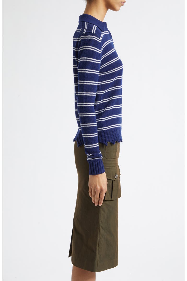 Deconstructed Stripe Wool Polo Sweater, Alternate, color, BLUE STRIPE