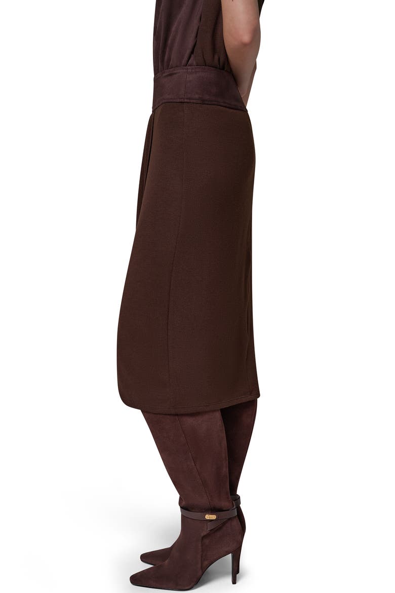 Mixed Media Twist Detail Midi Skirt, Alternate, color, ESPRESSO