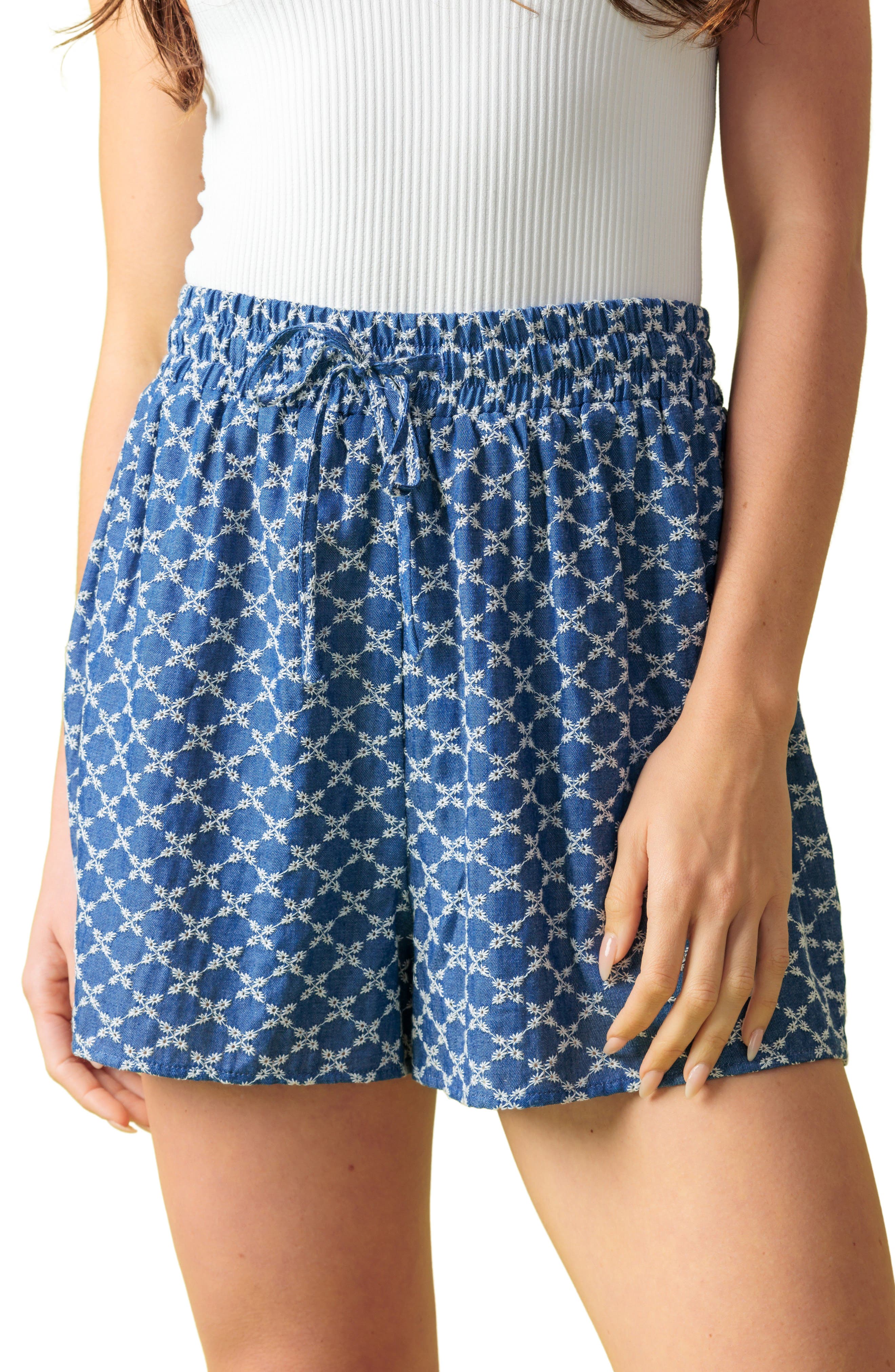 FLYING TOMATO Textured Eyelet Shorts