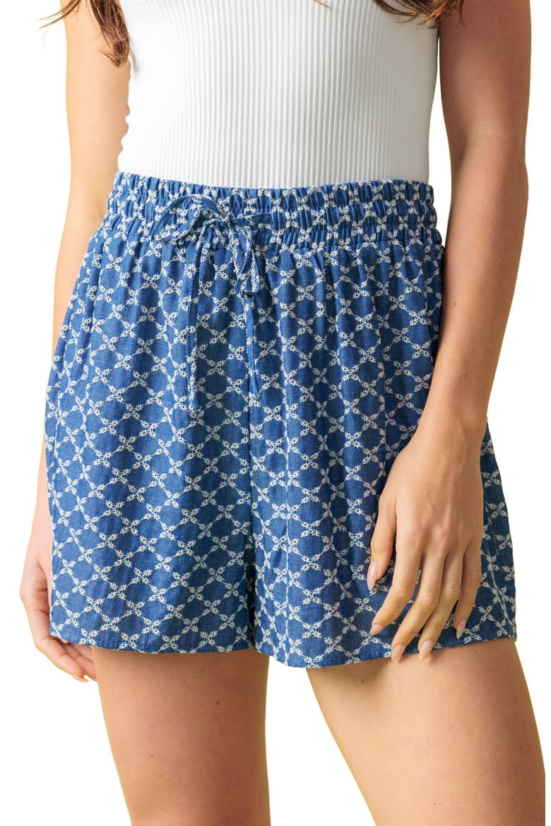 Textured Eyelet Shorts, Main, color, MEDIUM INDIGO