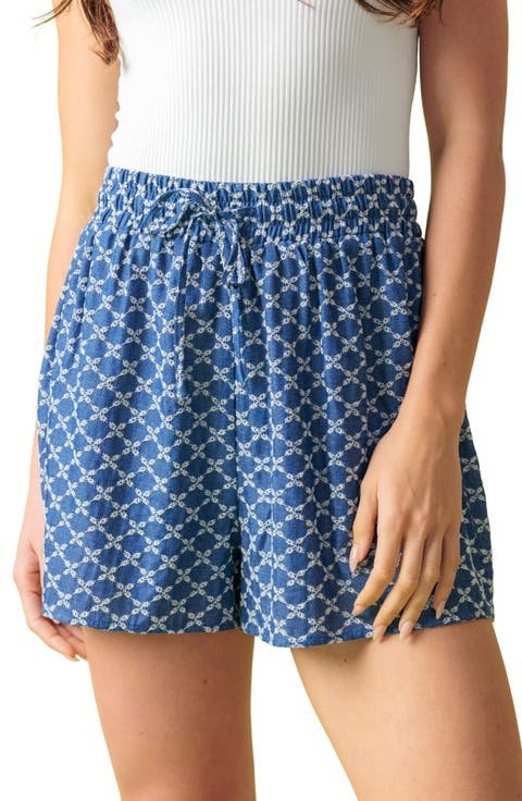 Textured Eyelet Shorts