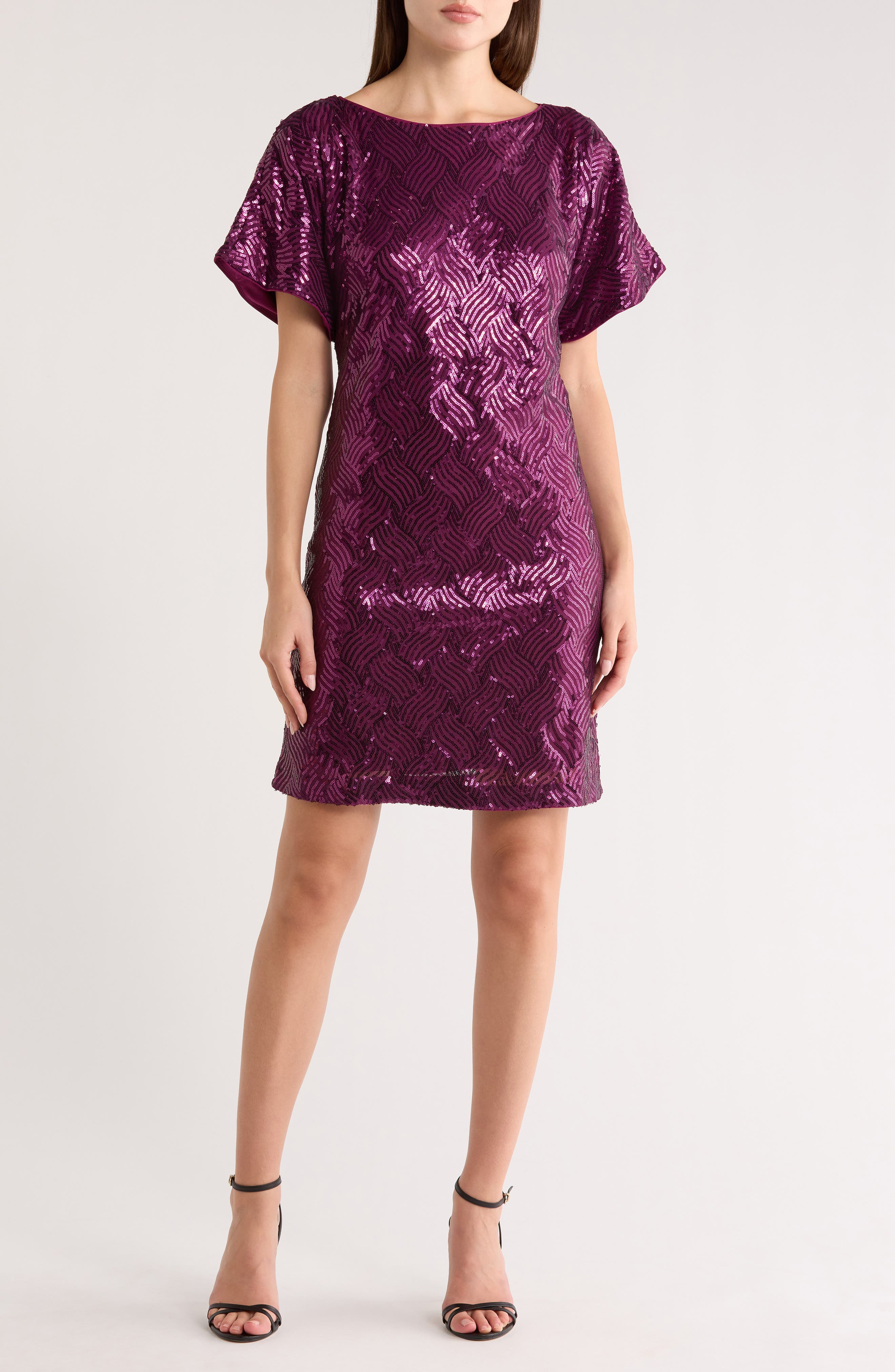 Vince Camuto Sequin Short Sleeve Shift Dress