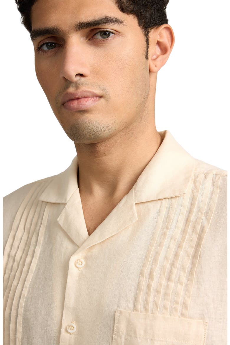 Linen Pintuck Camp Shirt, Alternate, color, NATURAL