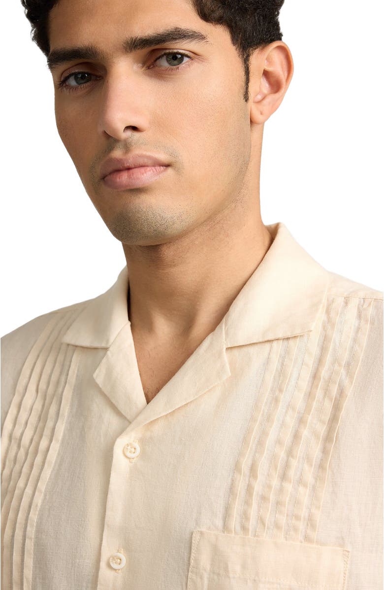 Onia Linen Pintuck Camp Shirt, Alternate, color, Natural