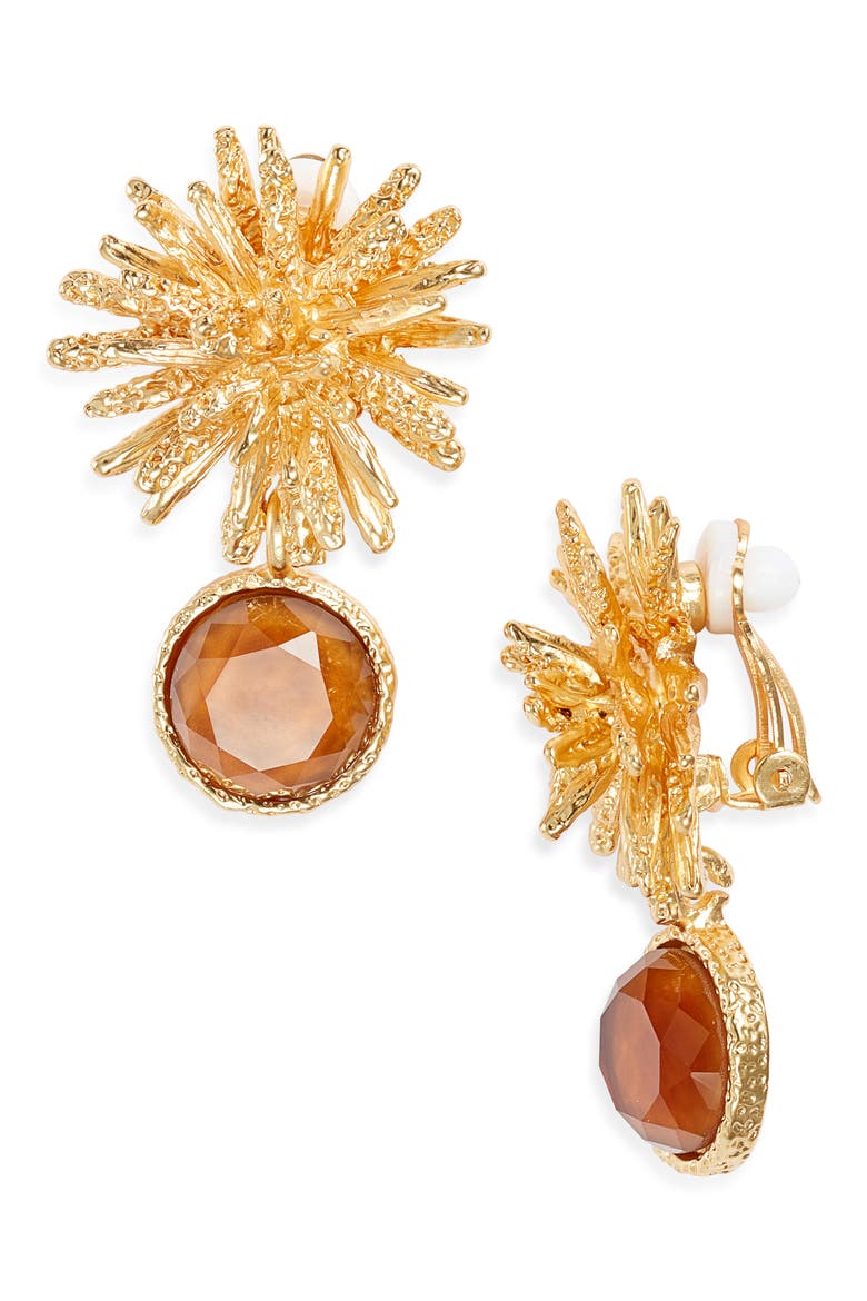Mocha Starburst Clip-On Earrings, Main, color, GOLD
