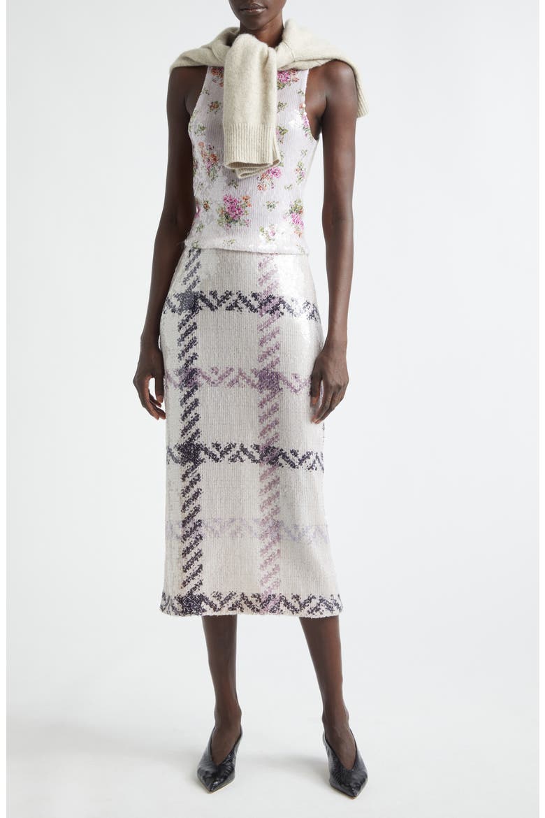 The Mercer Paillette Plaid Pencil Skirt, Alternate, color, WINDOWPANE PLAID