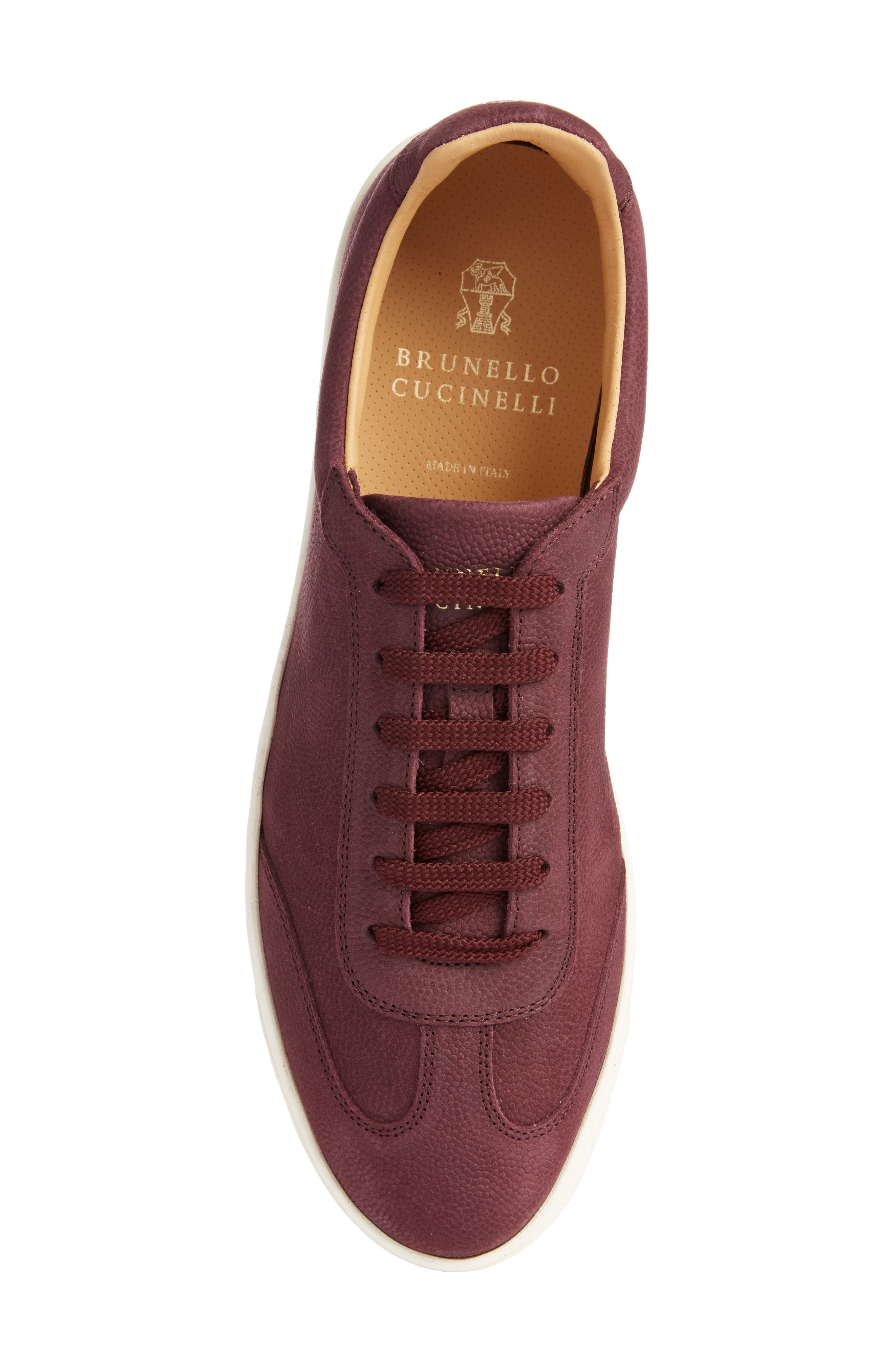 Grained Nubuck Low Top Sneaker, Alternate, color, C8837-BURGUNDY