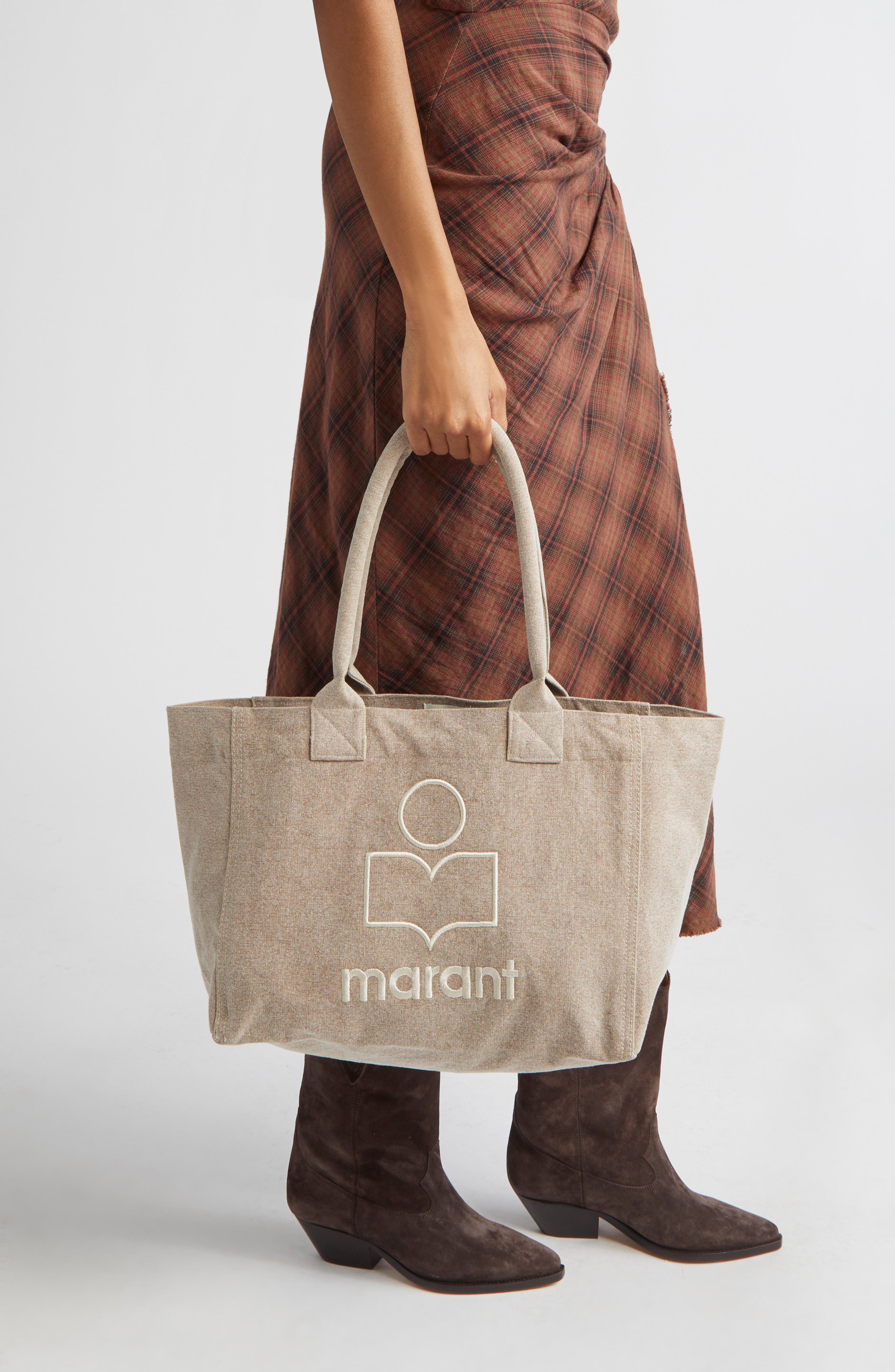 Yenky Zipped Embroidered Logo Canvas Tote, Alternate, color, BEIGE