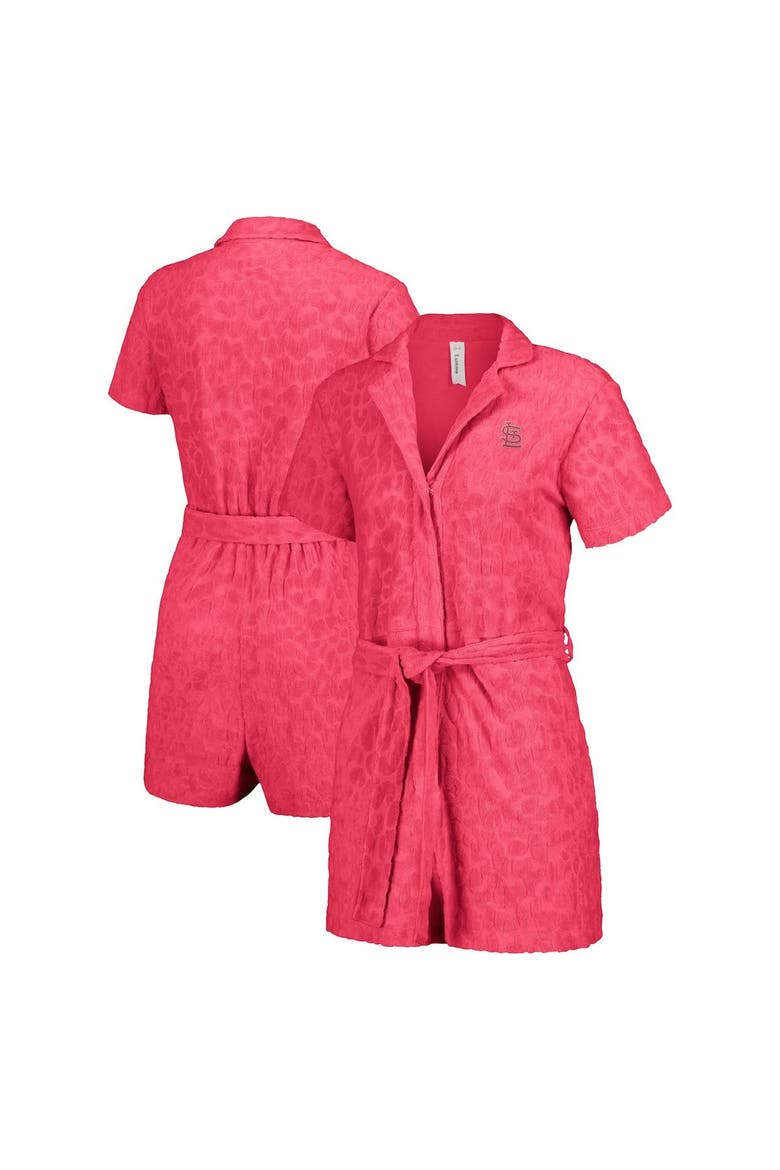 Women's Lusso Pink St. Louis Cardinals Trixie Cheetah Romper, Main, color, Red