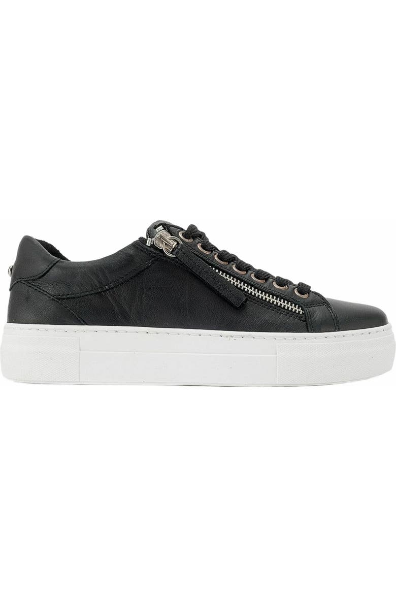 Forever & Always Shoes Beryl Leather Zip Sneaker, Alternate, color, Black Leather